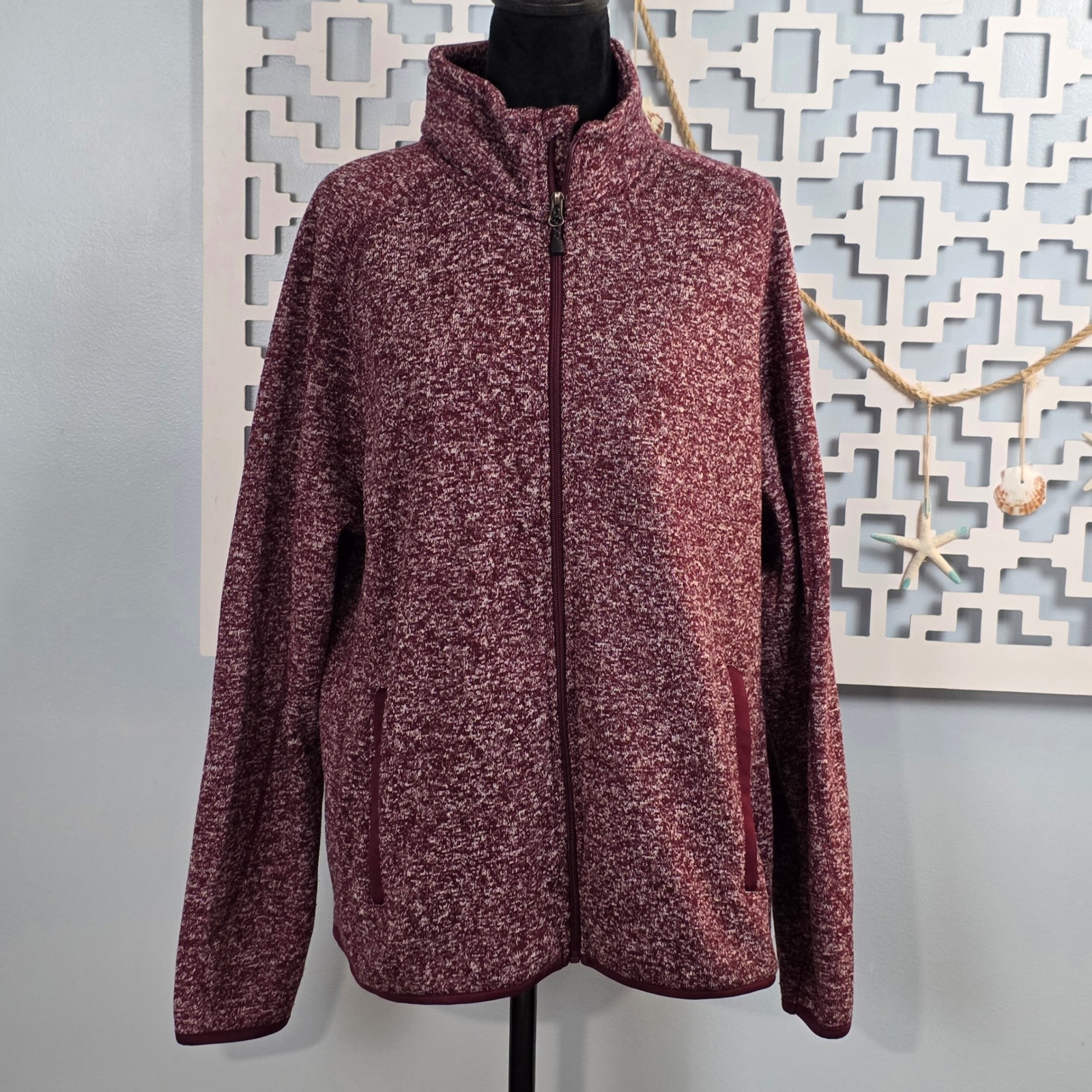 Avalanche Outdoor Supply Co Womens Xl Burgundy Marled Full Zip Fleece Jacket